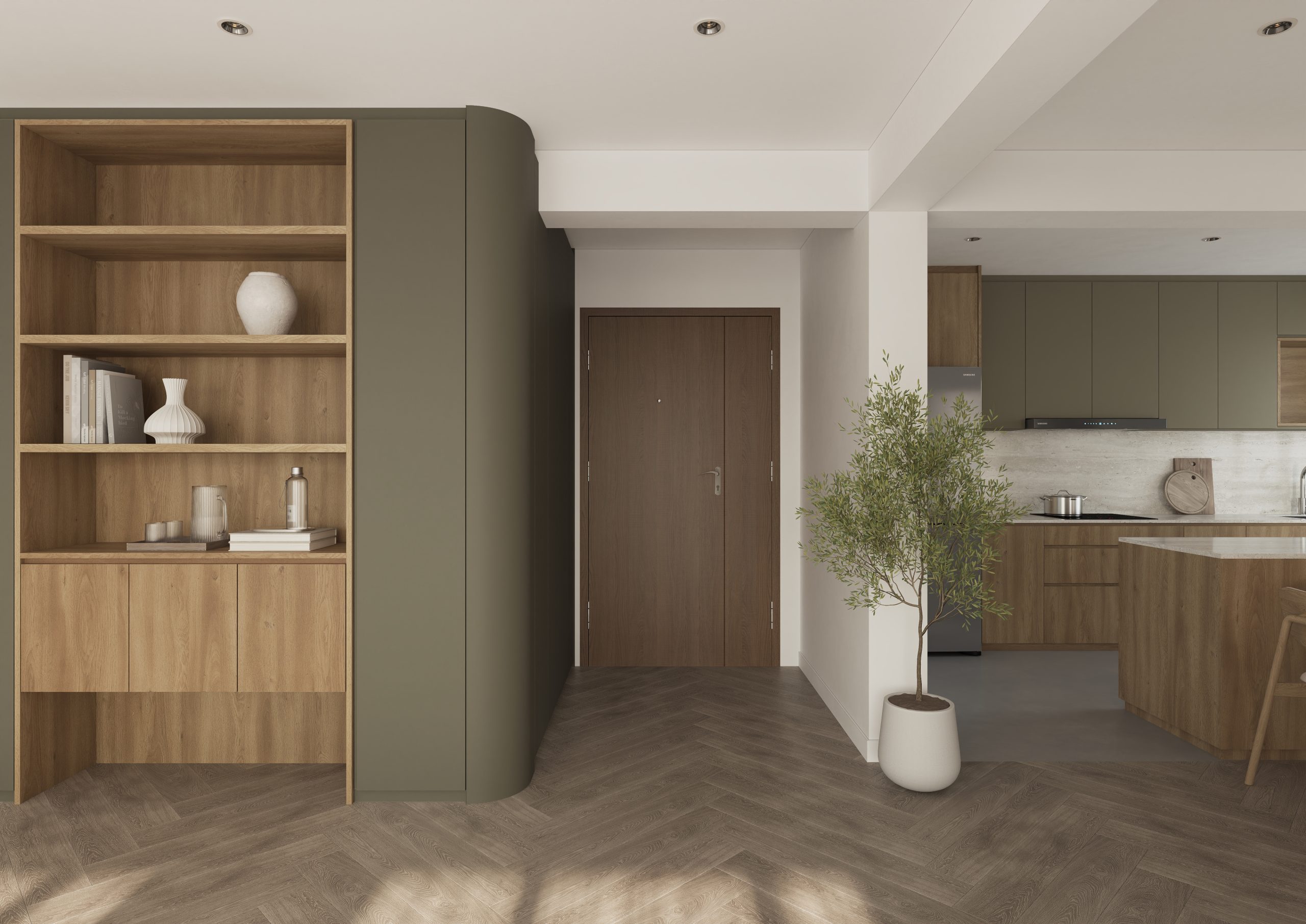 Seamless kitchen cabinetry featuring Jennings high-quality 10-foot laminates.